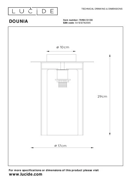 Lucide DOUNIA - Plafonnière - Ø 17 cm - 1xE27 - Zwart - technisch